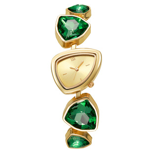 Gold shell green diamond