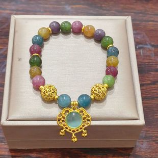 Exquisite ruyi lock/ tourmaline bracelet