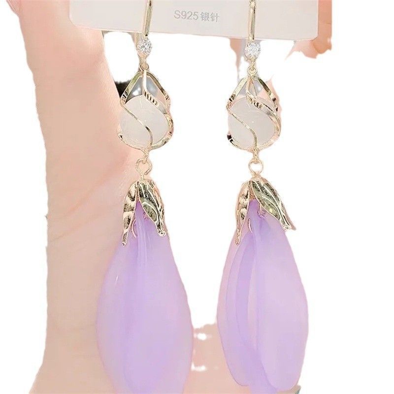 Purple petal tassel ear hooks 1315