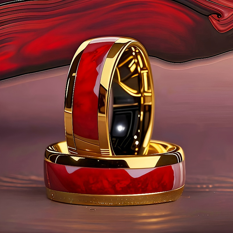 Middle red gold stainless steel ring