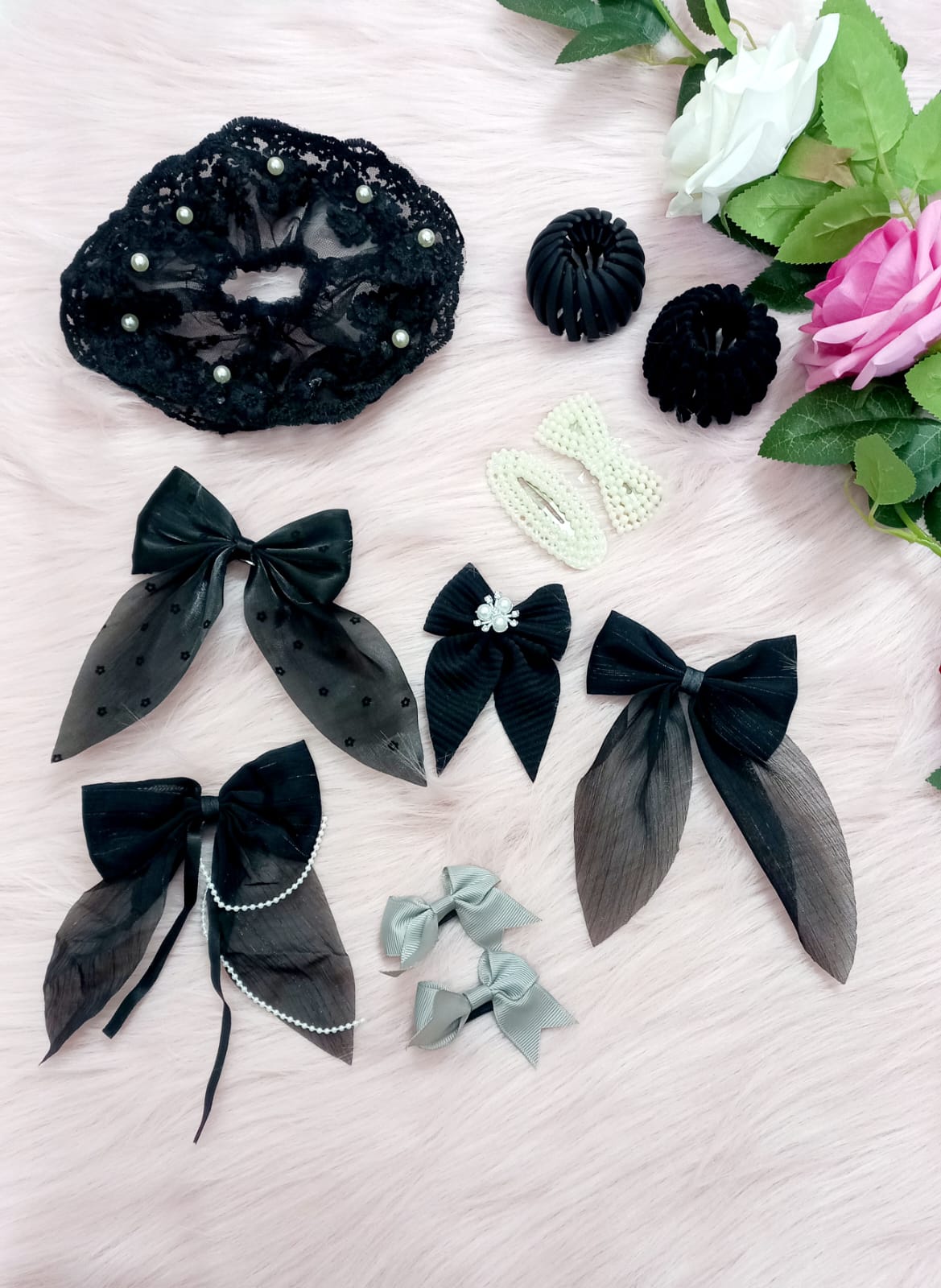 Bow hairpin+Ponytail hair+Cross boder band Combo 8