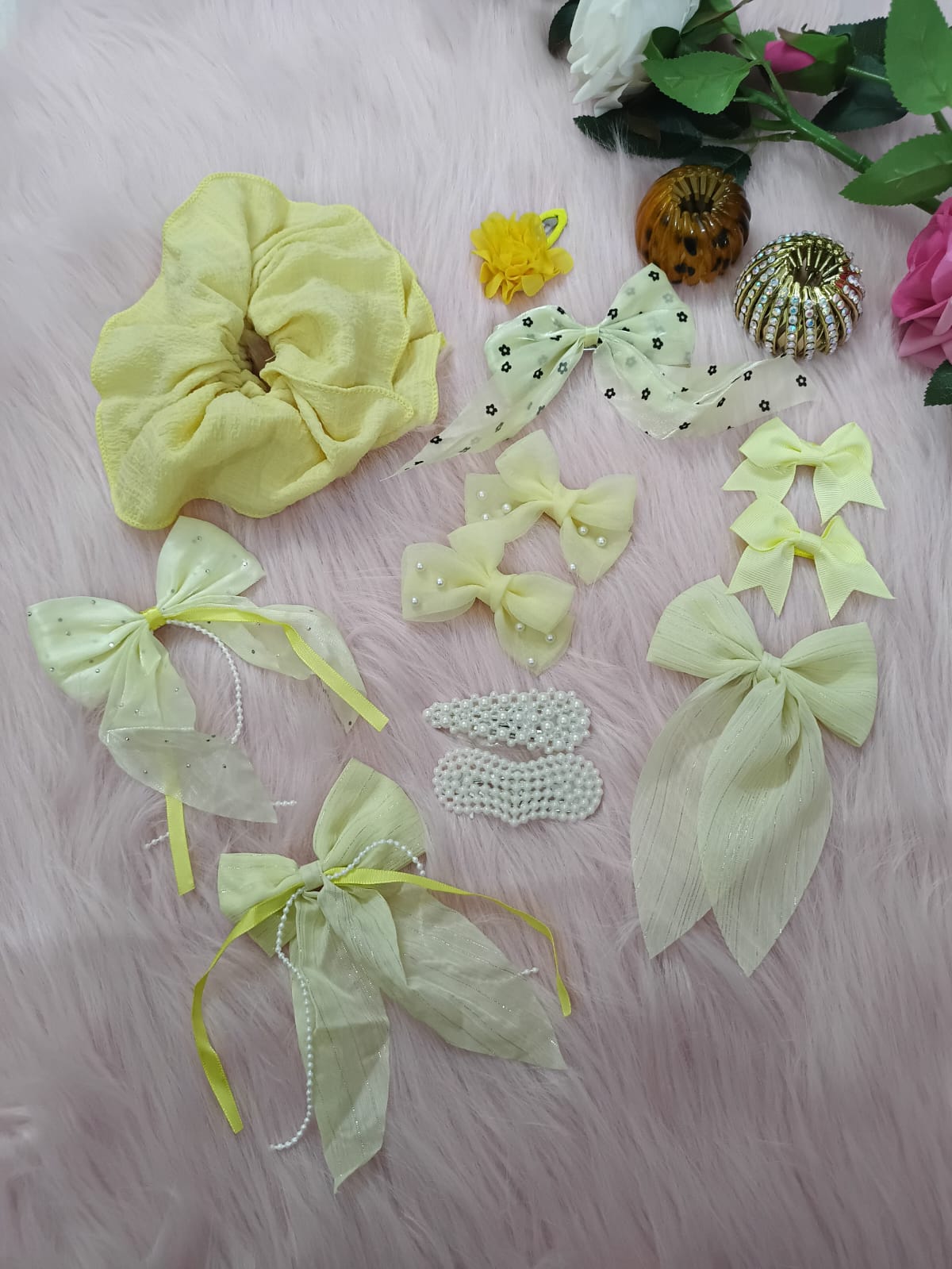 Intestine hair+Bow Hairpin+Cross Border combo 4