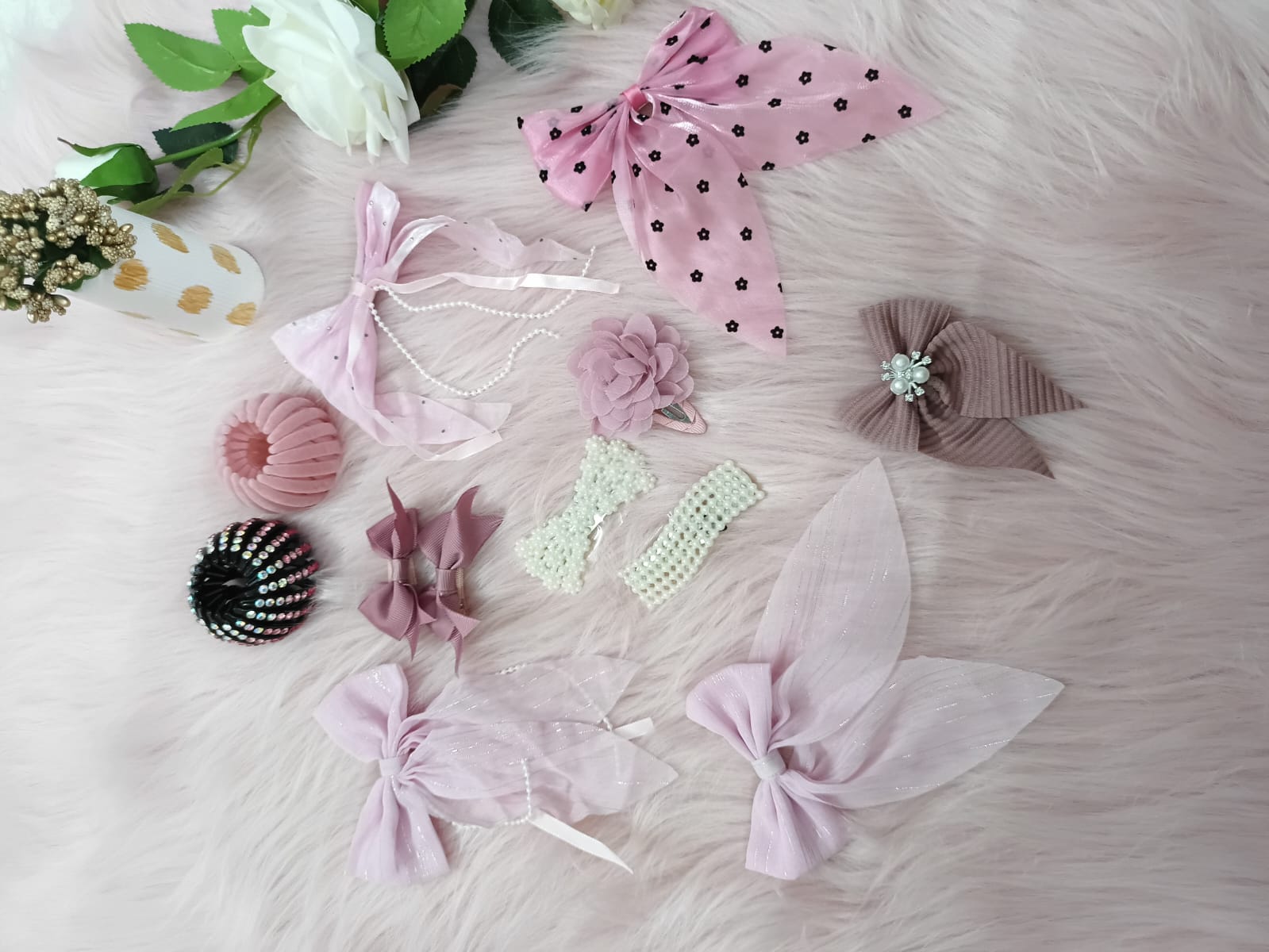 Bow hairpin+Cross boder band Combo 10